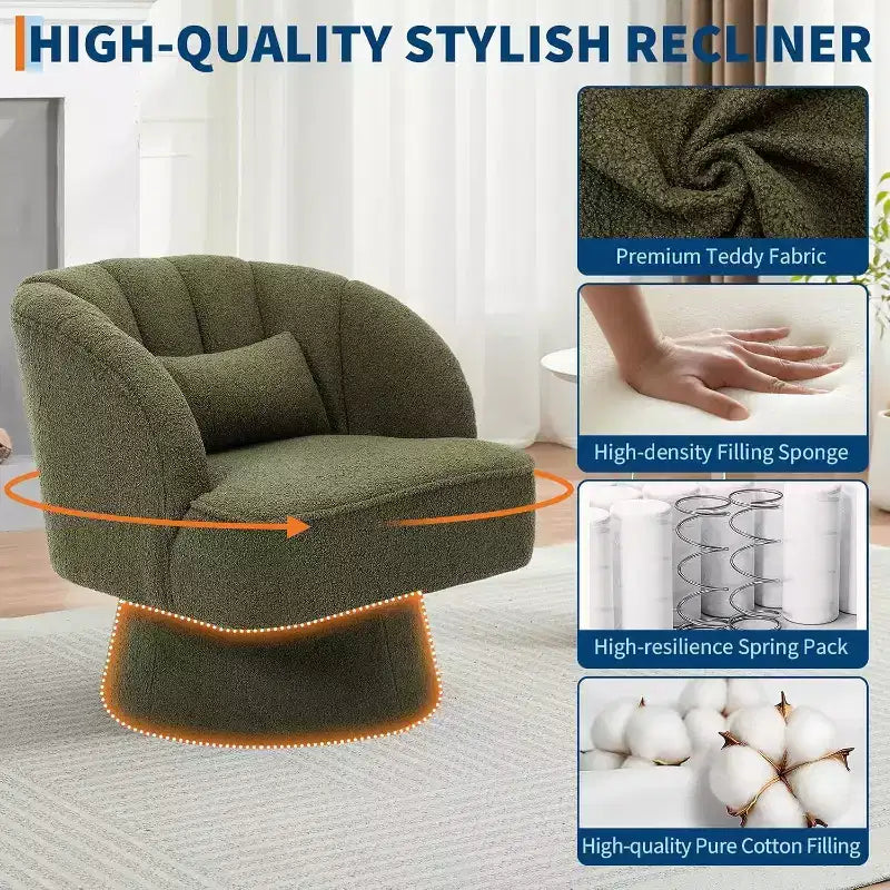 2 Pcs Modern Swivel Barrel Accent Chair, 360 Rotating Upholstered Armchair with Striped Backrest & Plush Padding for Home Office