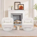 2 Pcs Modern Swivel Barrel Accent Chair, 360 Rotating Upholstered Armchair with Striped Backrest & Plush Padding for Home Office