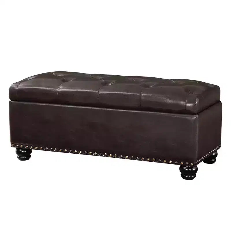 Breighton Home Designs4Comfort 9th Avenue Storage Ottoman Bench in Espresso Faux Leather