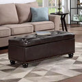 Breighton Home Designs4Comfort 9th Avenue Storage Ottoman Bench in Espresso Faux Leather