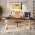 LITTLE TREE 70.8" Large Executive Desk Brown/White