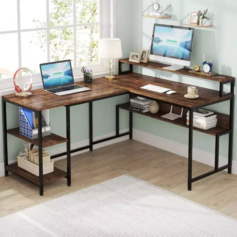 LITTLE TREE L-Shaped Desk Rustic Brown