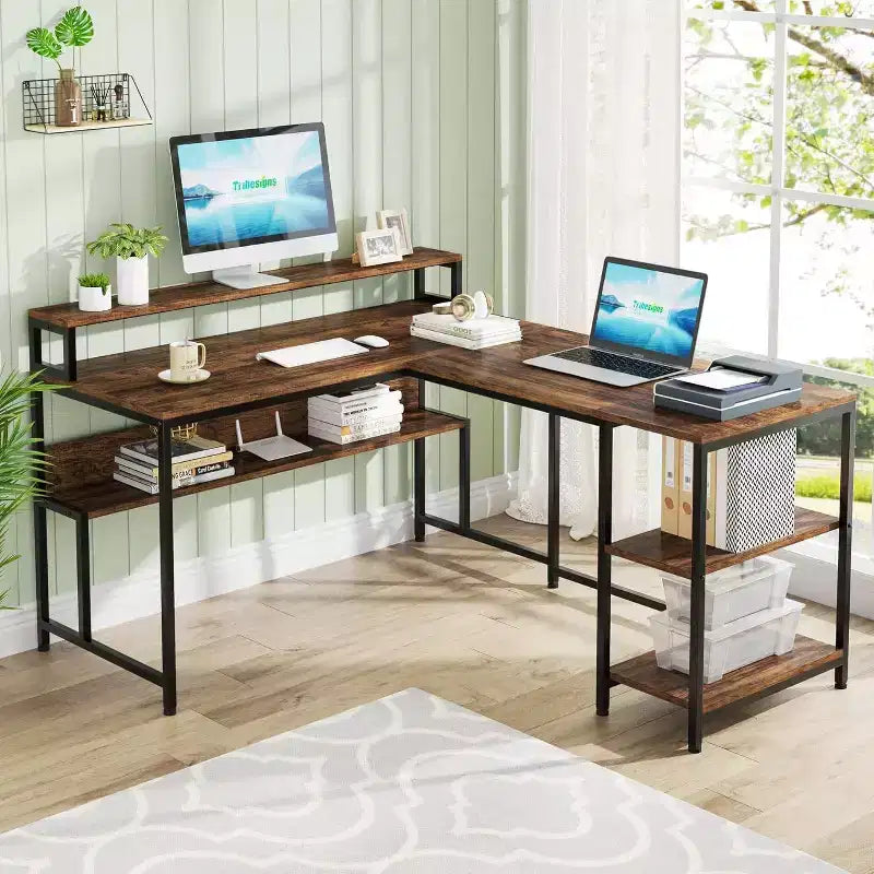 LITTLE TREE L-Shaped Desk Rustic Brown