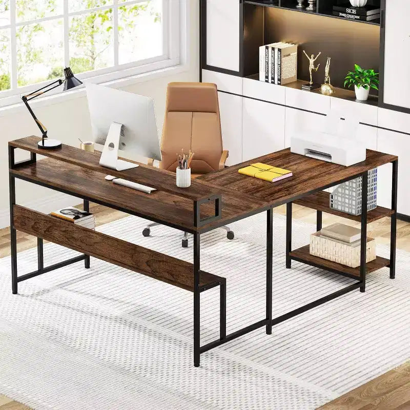 LITTLE TREE L-Shaped Desk Rustic Brown