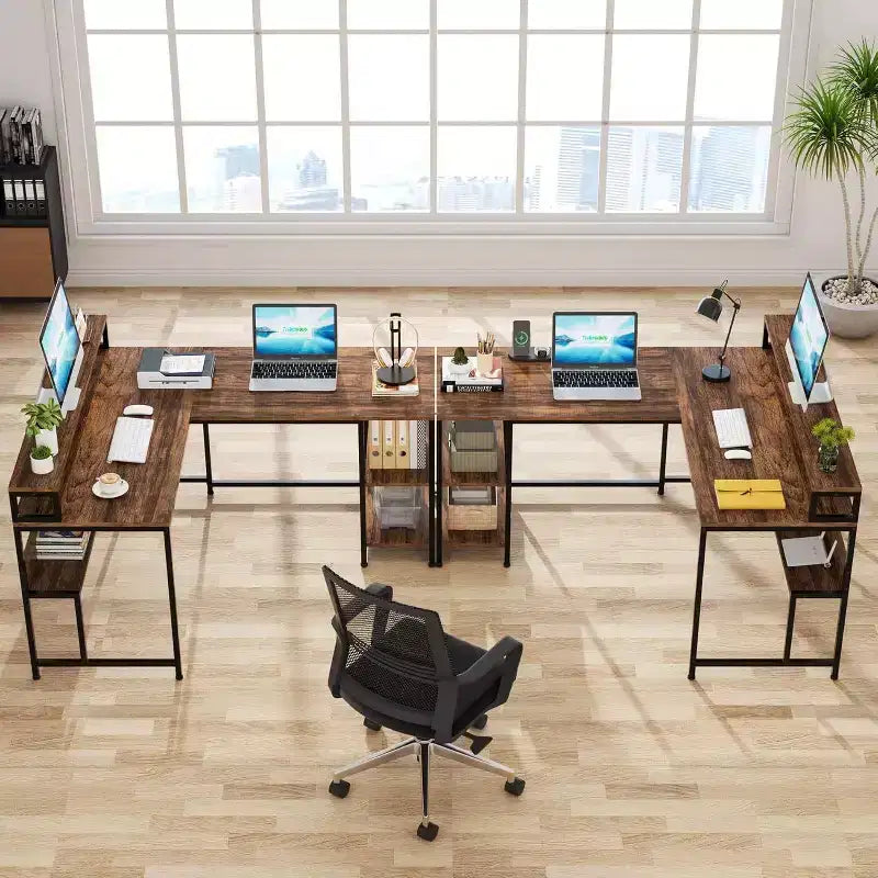 LITTLE TREE L-Shaped Desk Rustic Brown