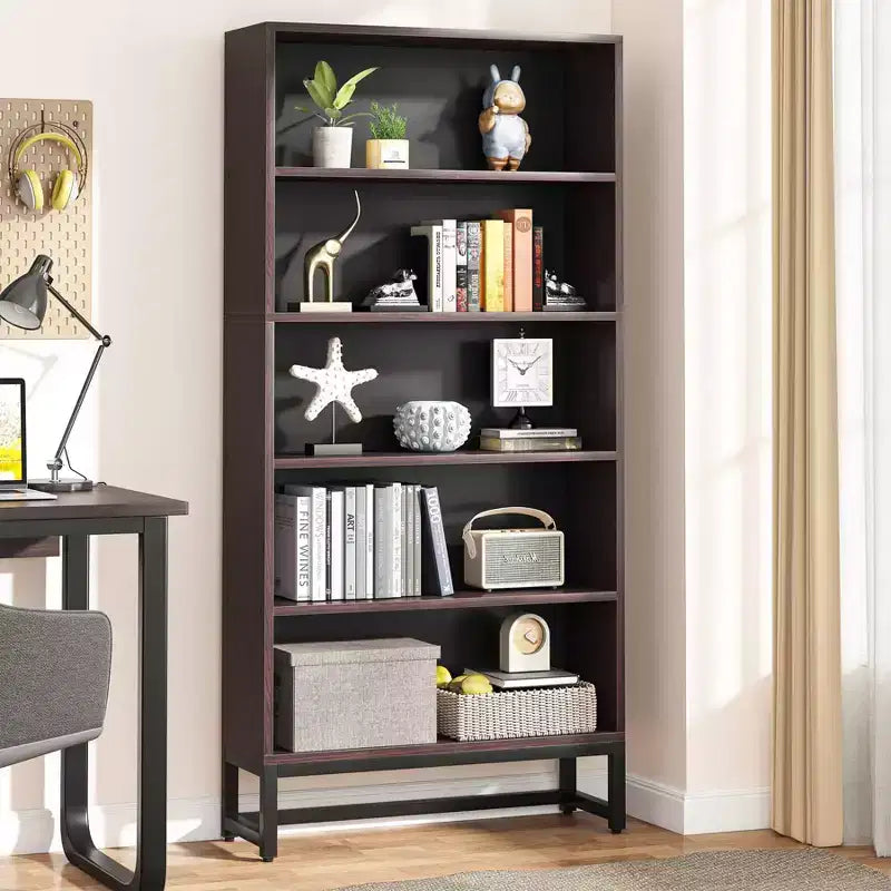 LITTLE TREE 70.87" Tall 5 Tier Bookcase Brown