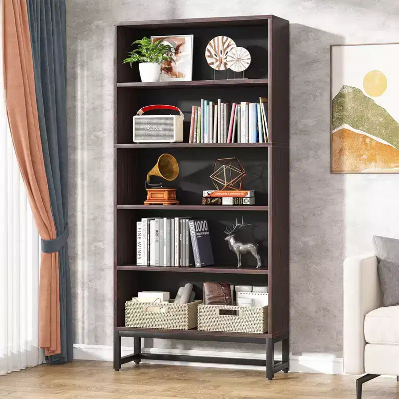 LITTLE TREE 70.87" Tall 5 Tier Bookcase Brown