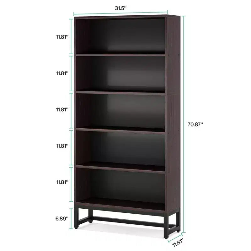 LITTLE TREE 70.87" Tall 5 Tier Bookcase Brown