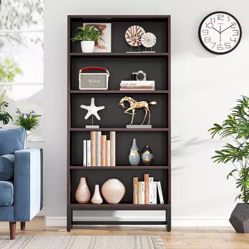 LITTLE TREE 70.87" Tall 5 Tier Bookcase Brown