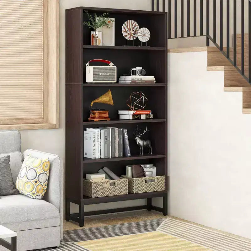 LITTLE TREE 70.87" Tall 5 Tier Bookcase Brown
