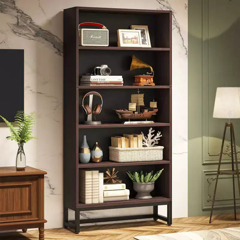 LITTLE TREE 70.87" Tall 5 Tier Bookcase Brown