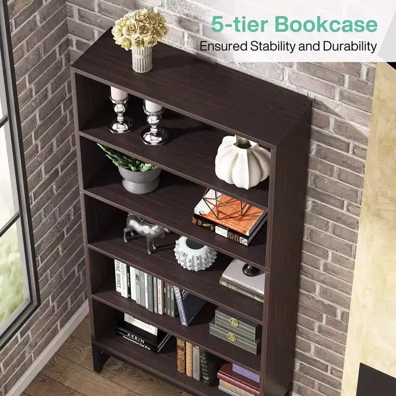 LITTLE TREE 70.87" Tall 5 Tier Bookcase Brown