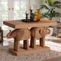 bali & pari Elissa Rattan Elephant Console Table Light Honey