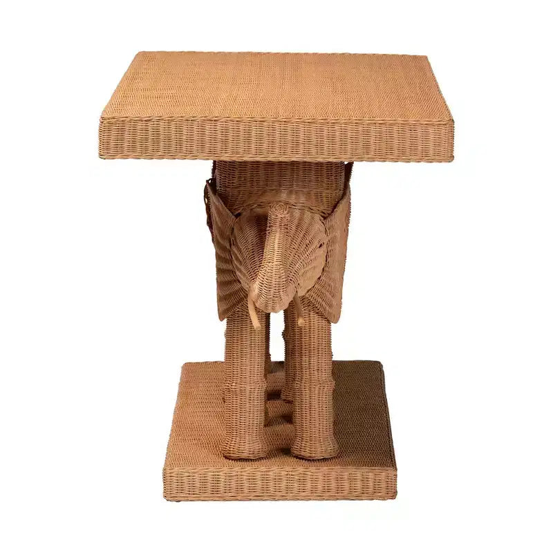 bali & pari Elissa Rattan Elephant Console Table Light Honey