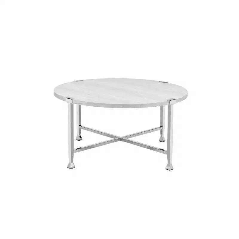 Acme Furniture Brecon Coffee Tables White Oak/Chrome Finish