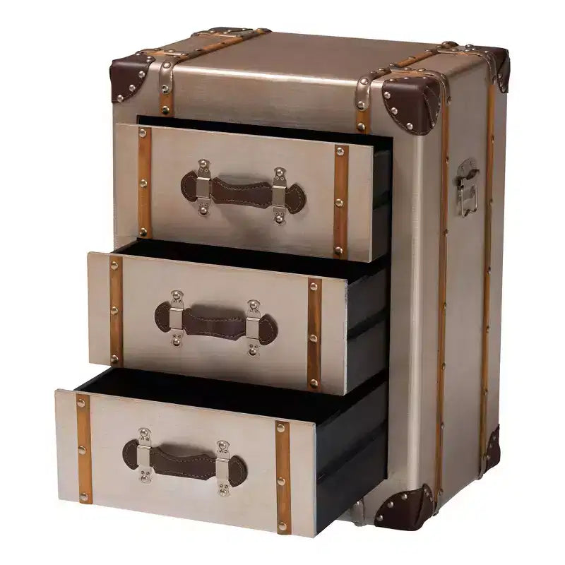 Baxton Studio Naylor 3 Drawer Cabinet Bronze