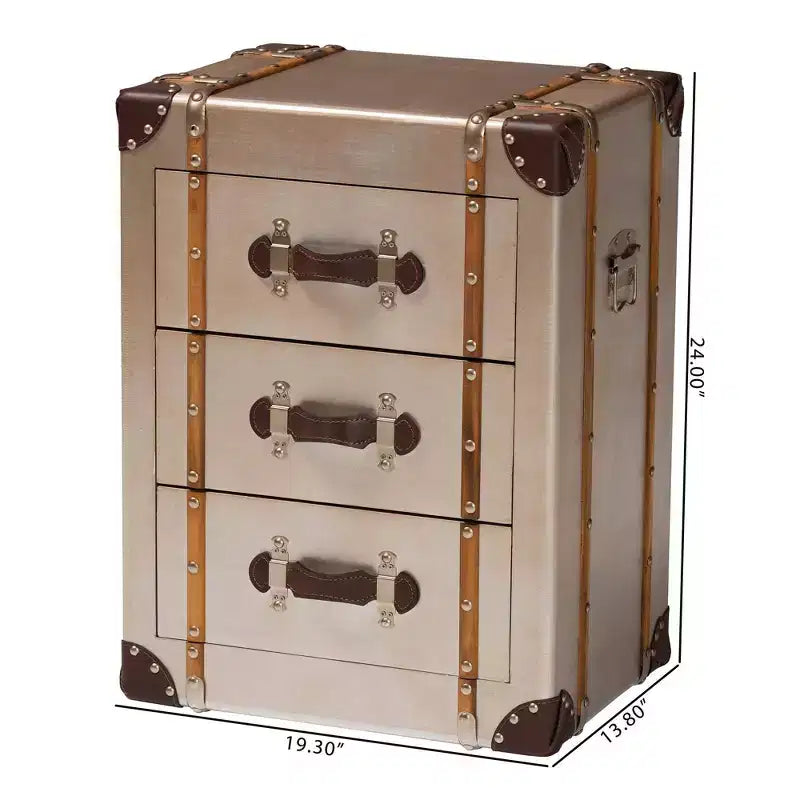 Baxton Studio Naylor 3 Drawer Cabinet Bronze