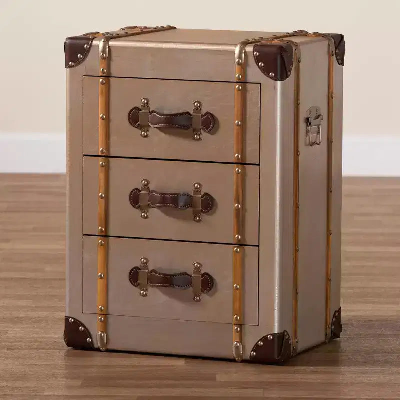 Baxton Studio Naylor 3 Drawer Cabinet Bronze
