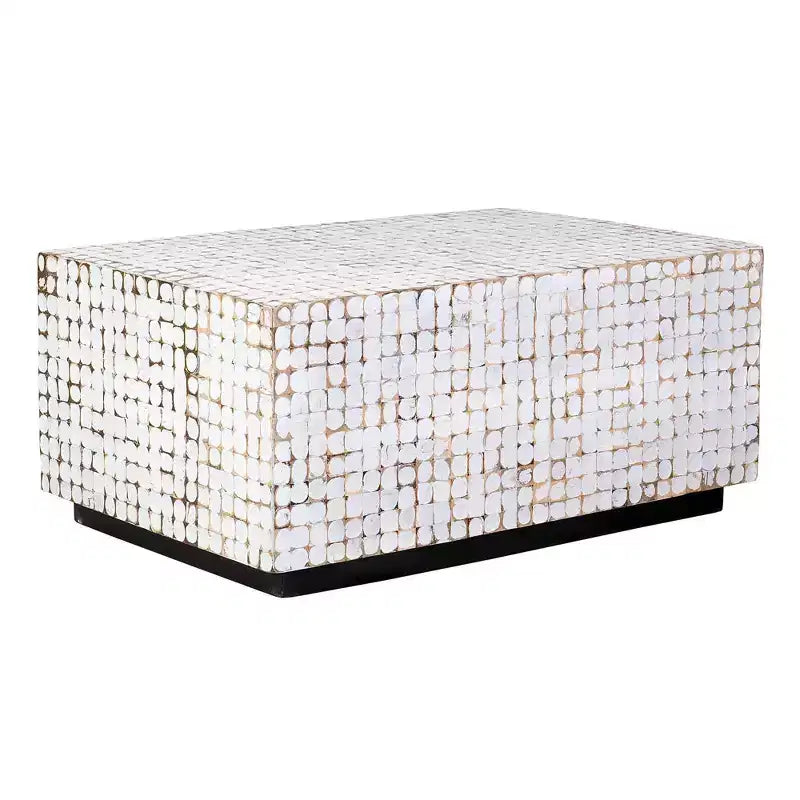 East at Main New Hampton Coconut Shell Mosaic Cocktail Table White