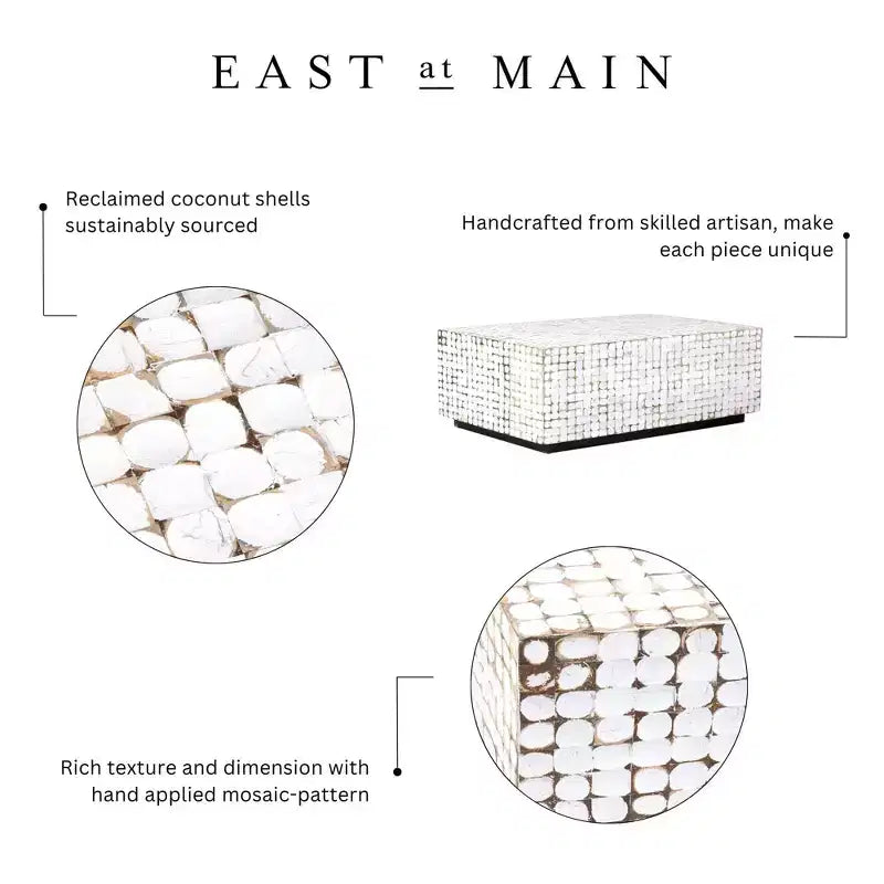 East at Main New Hampton Coconut Shell Mosaic Cocktail Table White