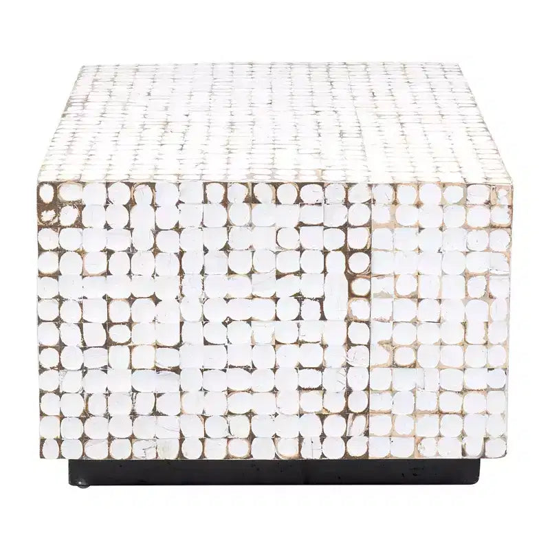 East at Main New Hampton Coconut Shell Mosaic Cocktail Table White