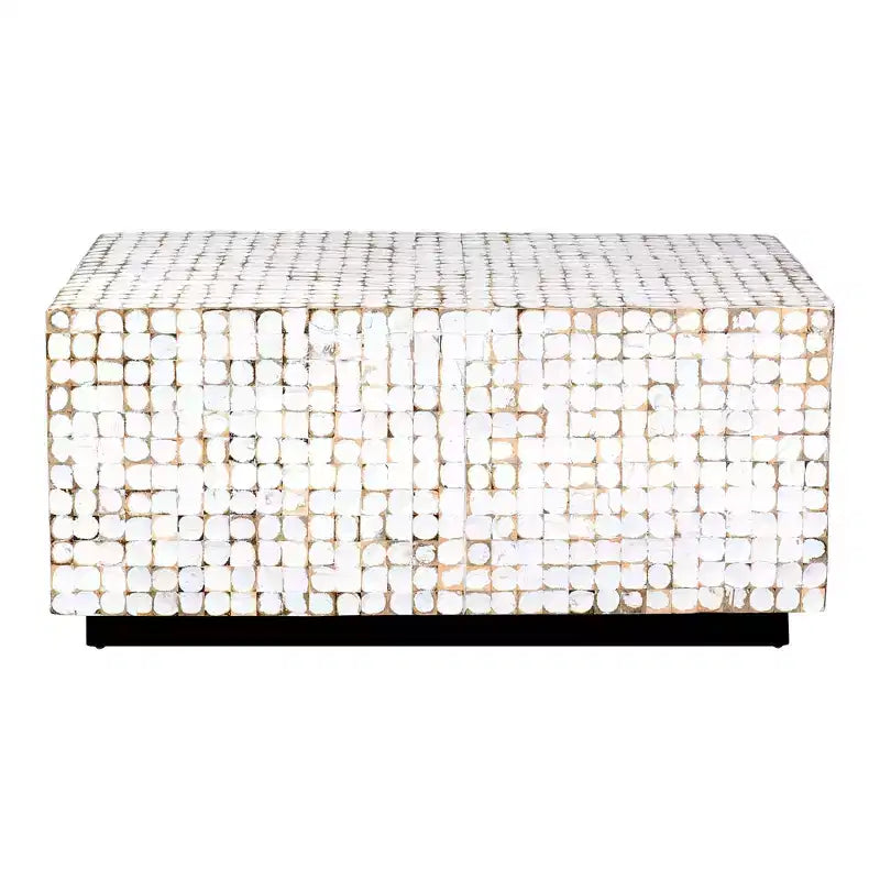 East at Main New Hampton Coconut Shell Mosaic Cocktail Table White