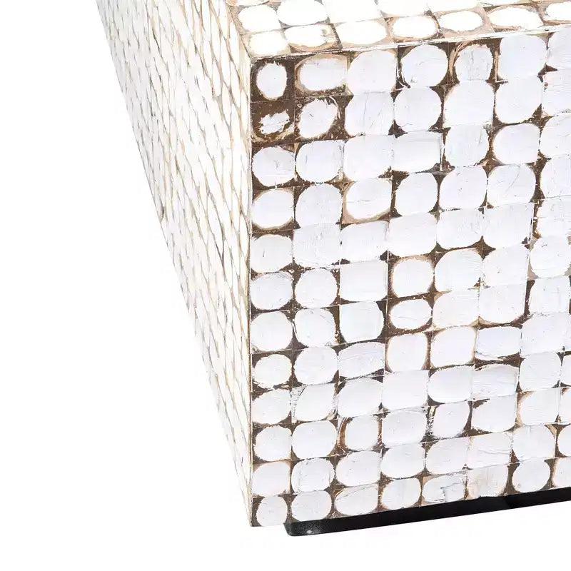 East at Main New Hampton Coconut Shell Mosaic Cocktail Table White