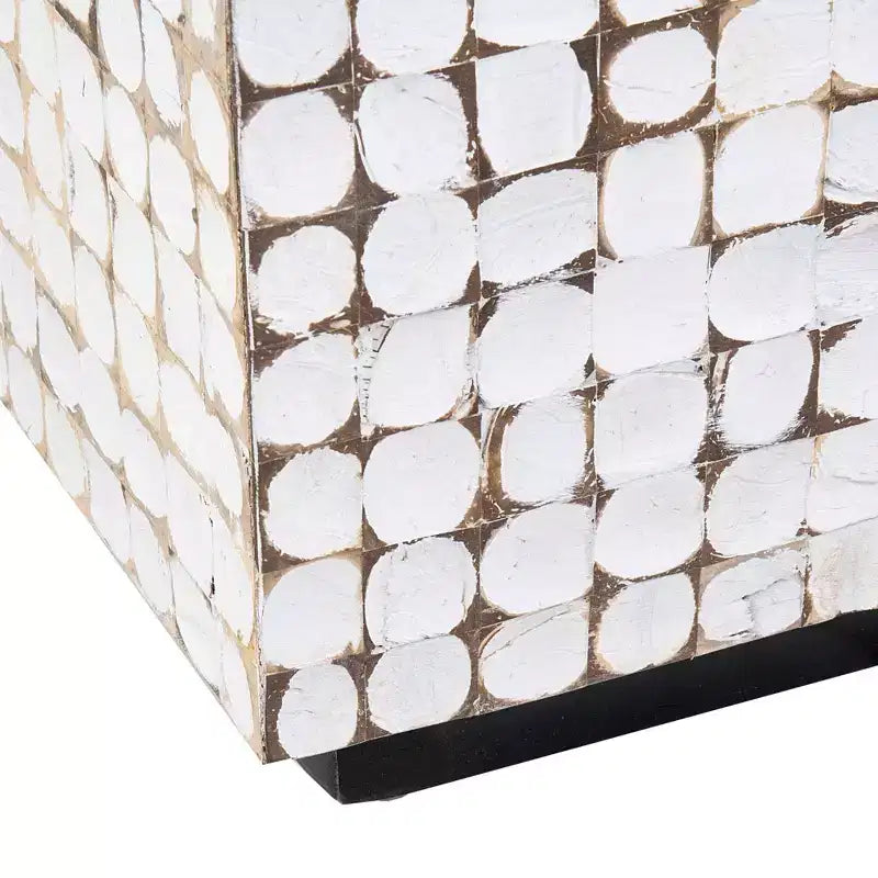 East at Main New Hampton Coconut Shell Mosaic Cocktail Table White