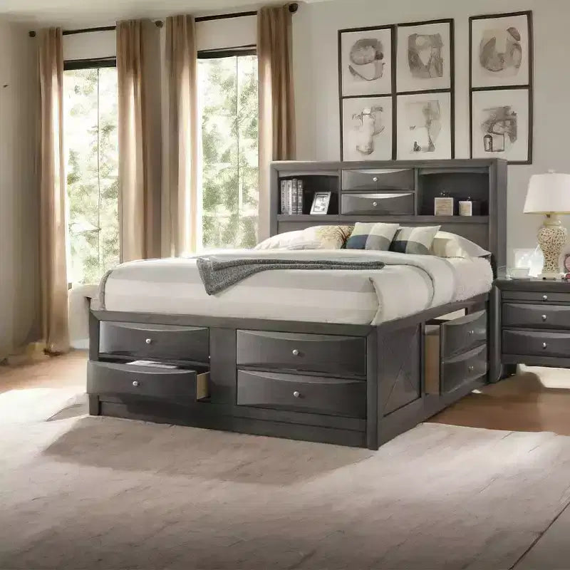 Acme Furniture King Ireland Bed Gray Oak