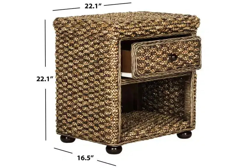 Musa 1 Drawer Nightstand - SEA8003 - Brown Wash - Safavieh