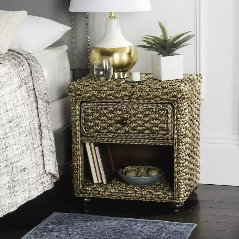 Musa 1 Drawer Nightstand - SEA8003 - Brown Wash - Safavieh