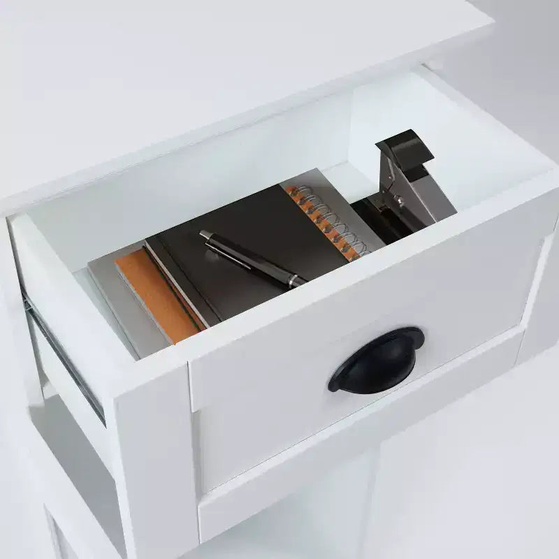 LuxenHome White MDF Wood Slim Bathroom Storage Cabinet
