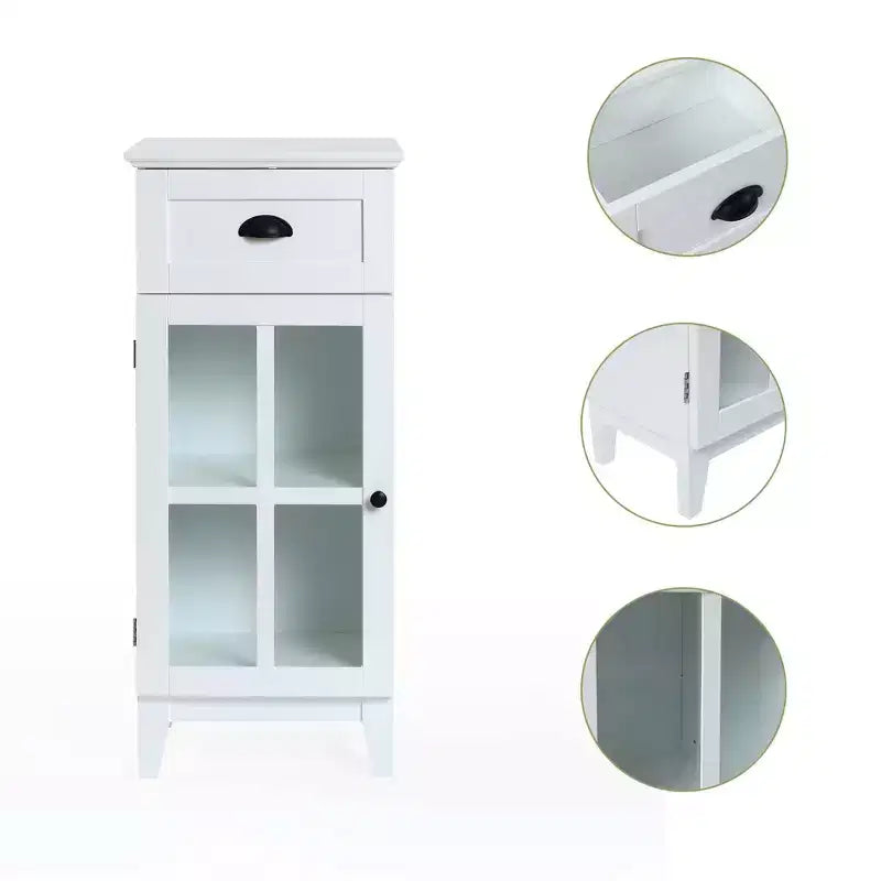 LuxenHome White MDF Wood Slim Bathroom Storage Cabinet