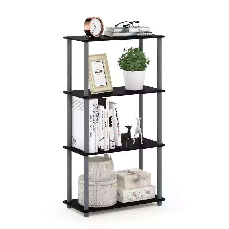 Furinno 4-Tier Reversible Decorative Bookshelf Multipurpose Ladder Shelf Organizer Display Rack