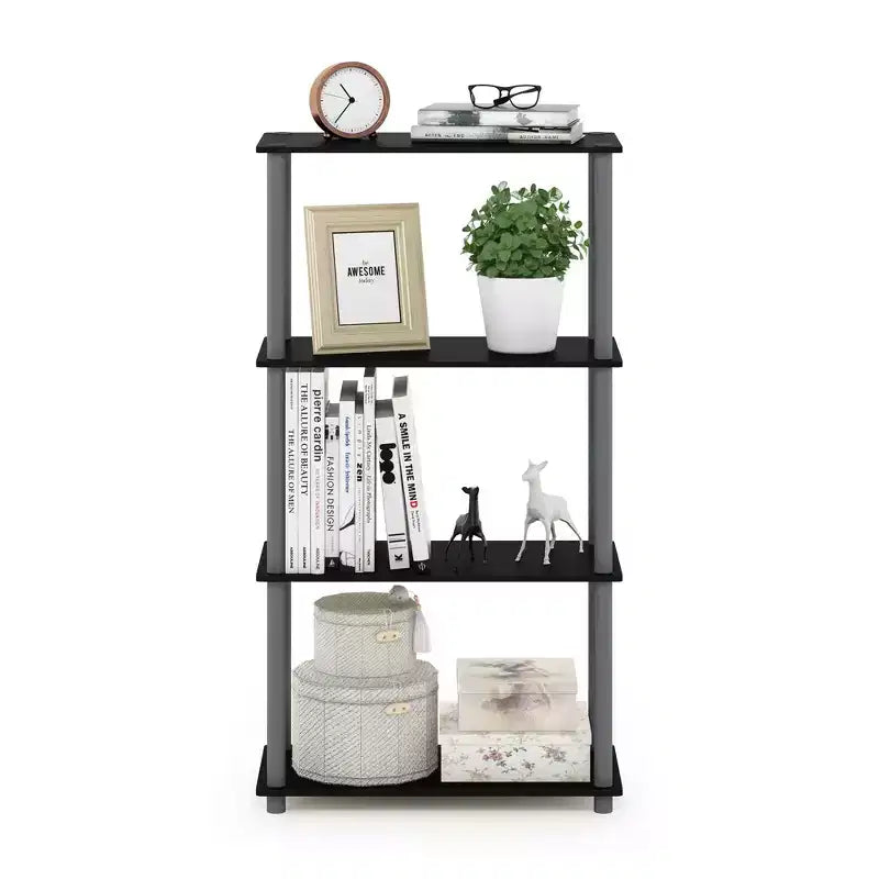 Furinno 4-Tier Reversible Decorative Bookshelf Multipurpose Ladder Shelf Organizer Display Rack