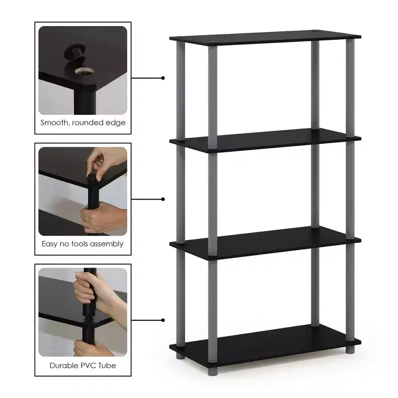 Furinno 4-Tier Reversible Decorative Bookshelf Multipurpose Ladder Shelf Organizer Display Rack