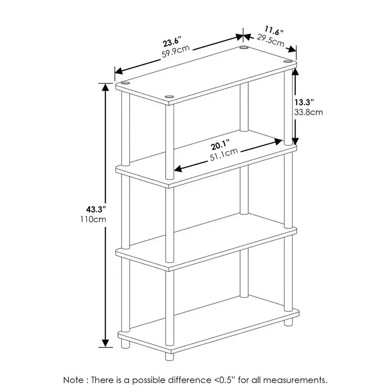 Furinno 4-Tier Reversible Decorative Bookshelf Multipurpose Ladder Shelf Organizer Display Rack
