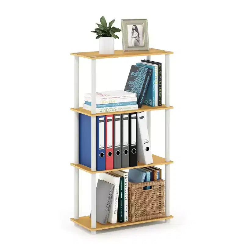 Furinno 4-Tier Reversible Decorative Bookshelf Multipurpose Ladder Shelf Organizer Display Rack