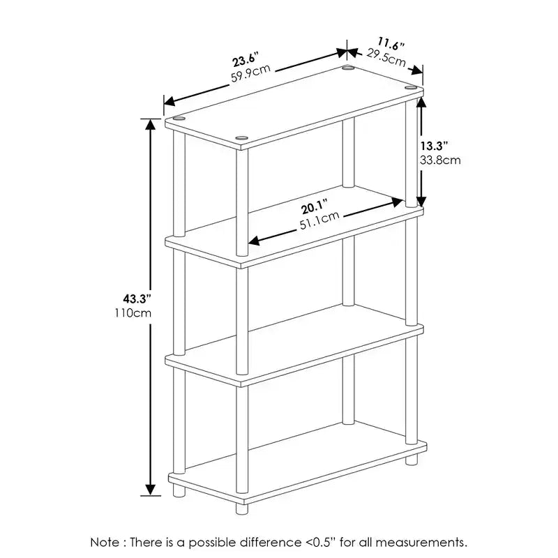Furinno 4-Tier Reversible Decorative Bookshelf Multipurpose Ladder Shelf Organizer Display Rack