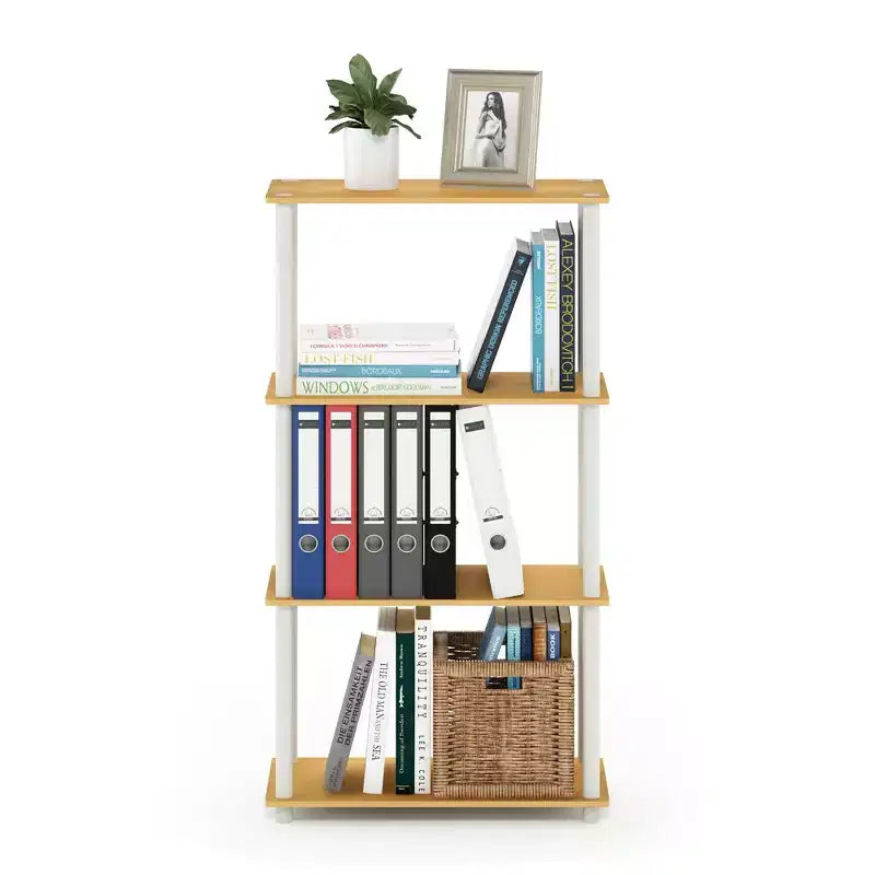 Furinno 4-Tier Reversible Decorative Bookshelf Multipurpose Ladder Shelf Organizer Display Rack