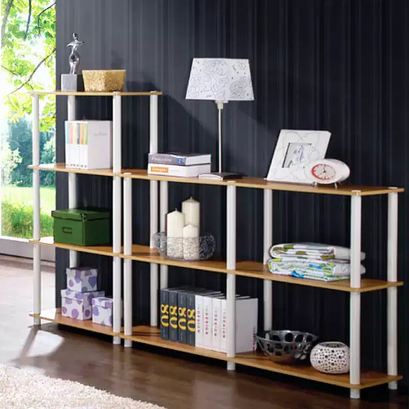 Furinno 4-Tier Reversible Decorative Bookshelf Multipurpose Ladder Shelf Organizer Display Rack