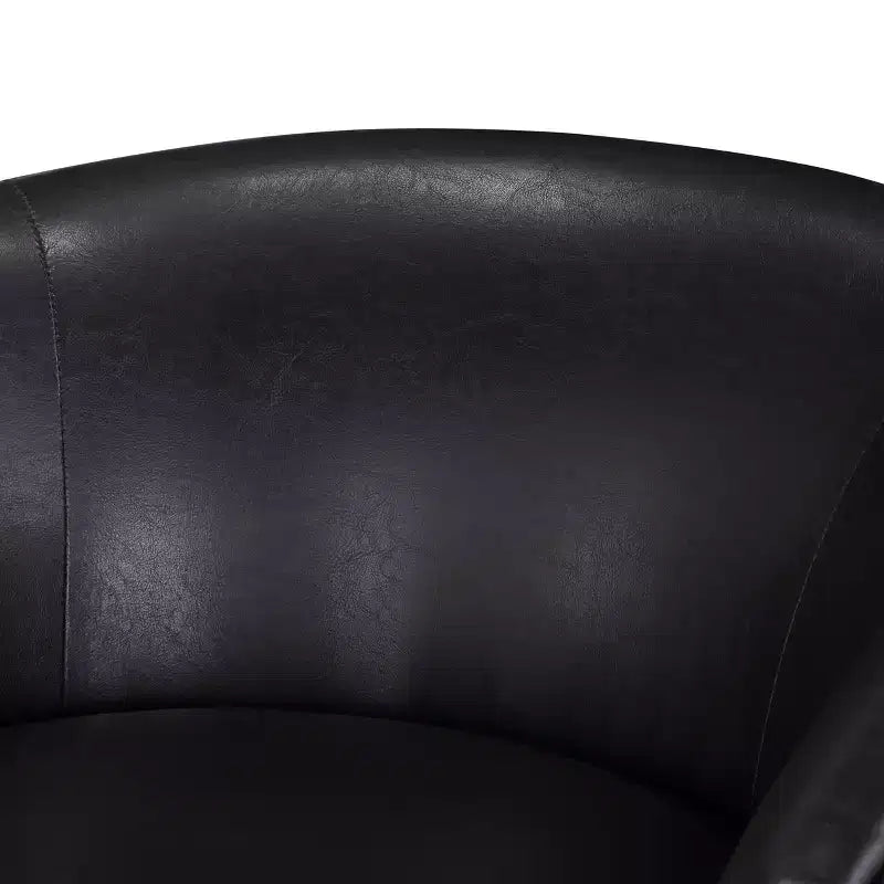 Comfort Pointe Irving Faux Leather Wood Base Barrel Swivel Accent Chair