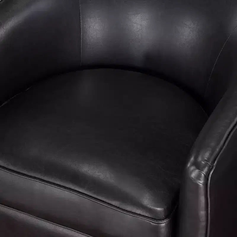 Comfort Pointe Irving Faux Leather Wood Base Barrel Swivel Accent Chair