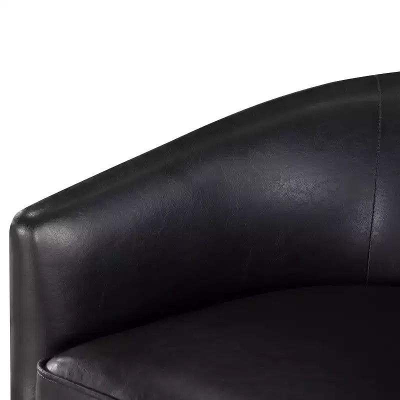 Comfort Pointe Irving Faux Leather Wood Base Barrel Swivel Accent Chair