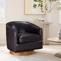Comfort Pointe Irving Faux Leather Wood Base Barrel Swivel Accent Chair