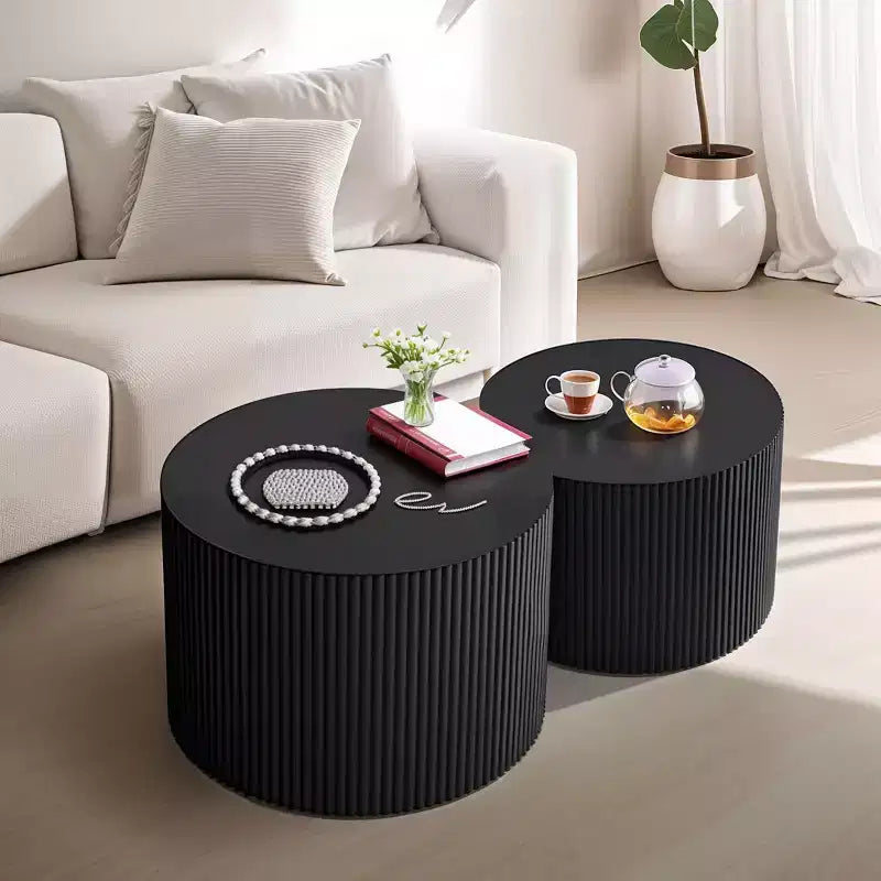 Set of 2, Wave Stripe Nesting Coffee Table Set for Living Room, Bedroom 4M - ModernLuxe