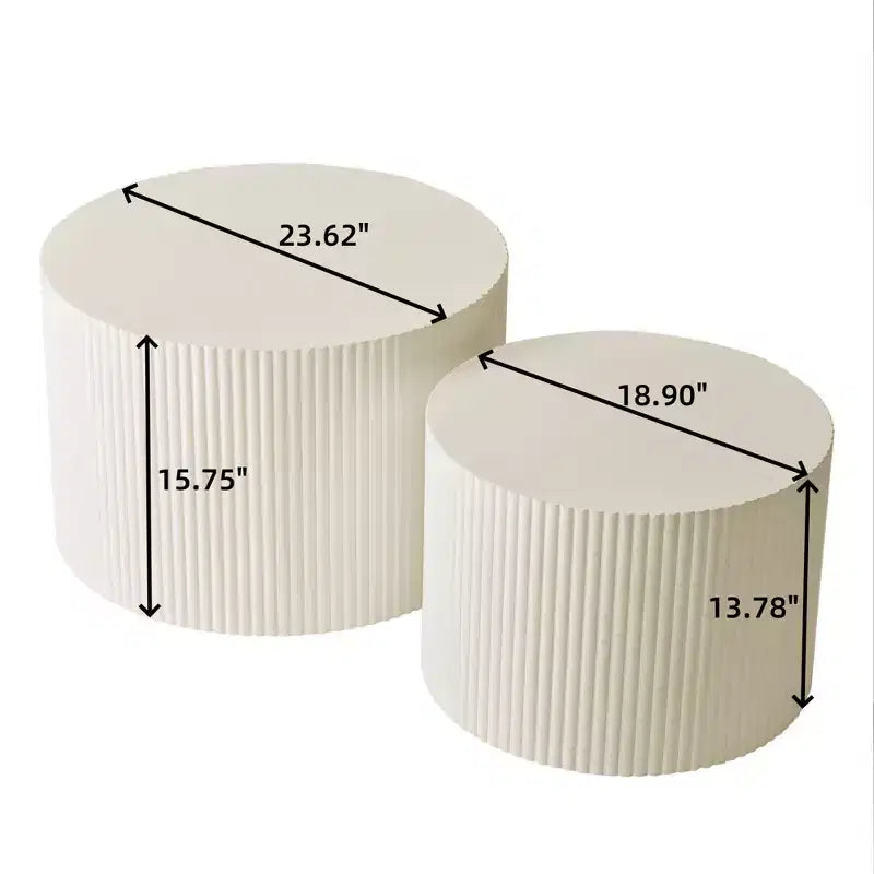 Set of 2, Wave Stripe Nesting Coffee Table Set for Living Room, Bedroom 4M - ModernLuxe