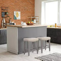 WestinTrends 24 Upholstered Saddle Seat Counter Stool (Set of 2), Antique Gray/Beige