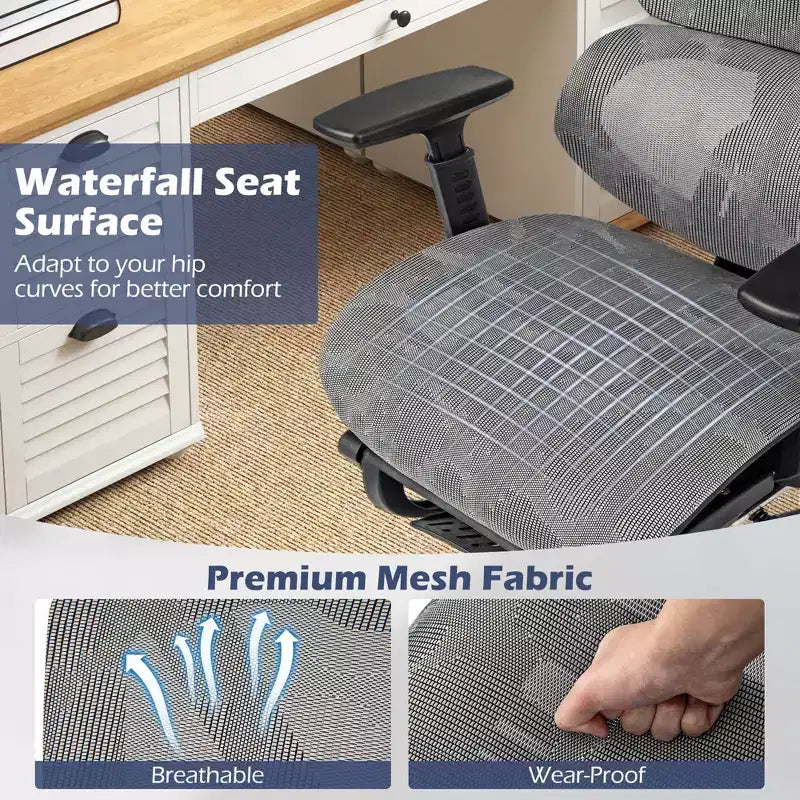 Costway Mesh Office Chair Executive Chair with 90-120 Tilting Backrest Lumbar Support