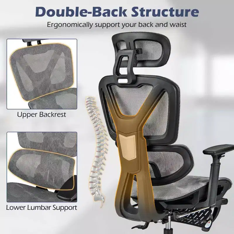 Costway Mesh Office Chair Executive Chair with 90-120 Tilting Backrest Lumbar Support